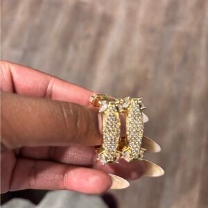 Stunning gold with diamonds hoop earrings | Gold plated earrings